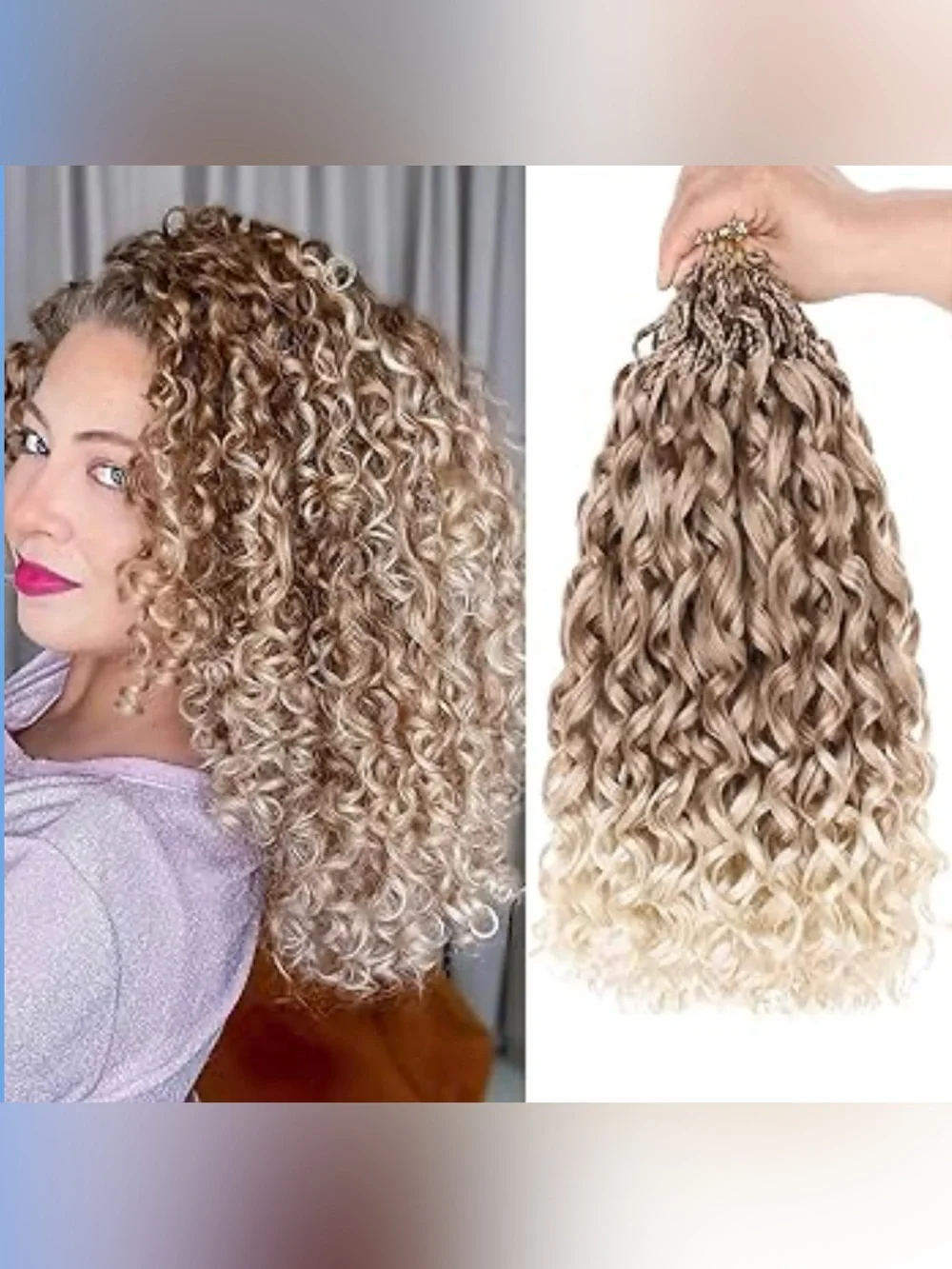 Gogo Curl Crochet Hair 8 Pk Pre Looped Water Wave 14-in. Ombré Blonde Ocean